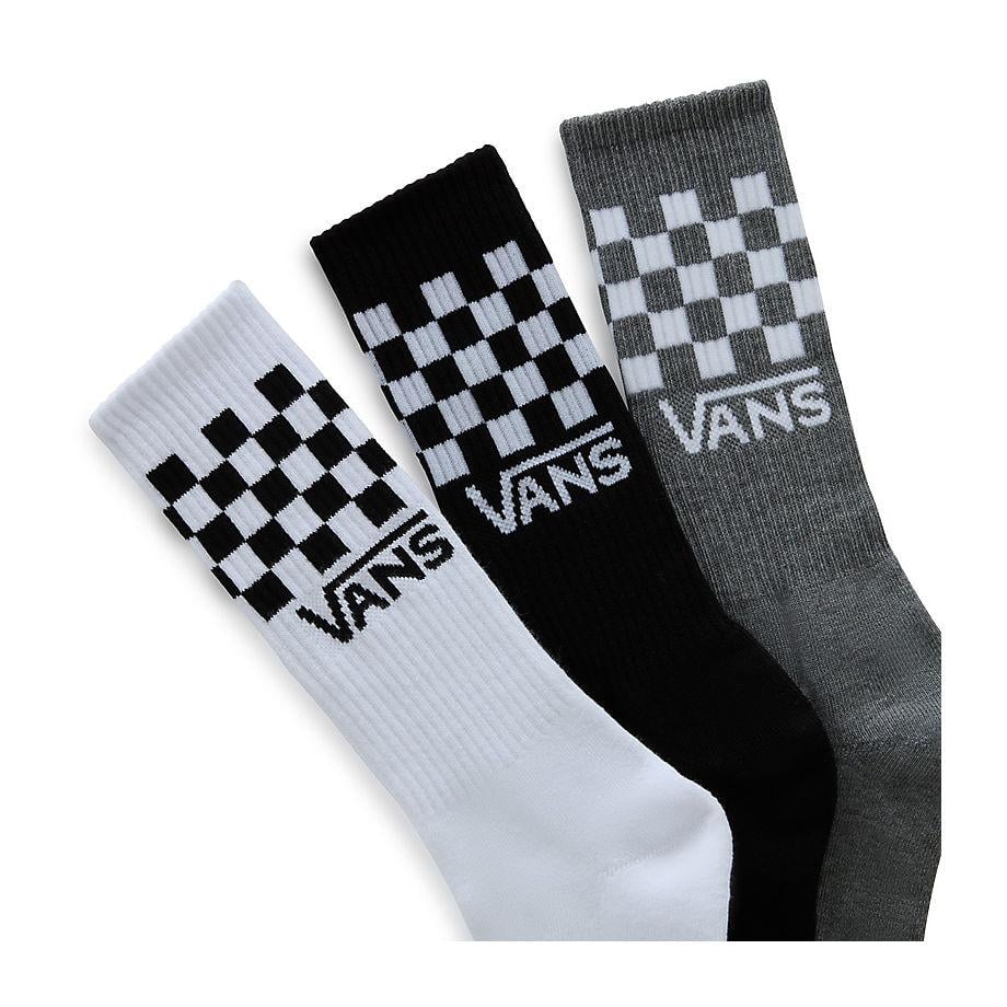 VA-L (Vans men's classic check crew socks black/white/grey) 112391413