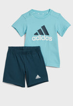AA-S21 (Adidas essentials organic cotton tee & shorts set light aqua/shadow violet) 92392815