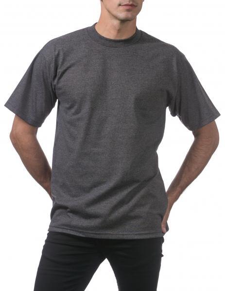 PC-E (Pro Club Men's Heavyweight Cotton Short Sleeve Crew Neck T-Shirt-Charcoal) - Otahuhu Shoes