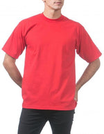 PC-G (Pro Club Men's Heavyweight Cotton Short Sleeve Crew Neck T-Shirt-Red) - Otahuhu Shoes
