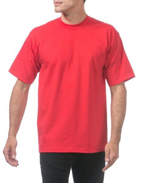 PC-G (Pro Club Men's Heavyweight Cotton Short Sleeve Crew Neck T-Shirt-Red) - Otahuhu Shoes