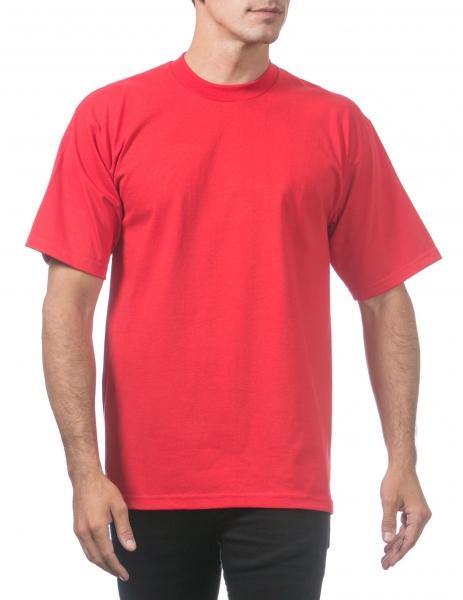 PC-G (Pro Club Men's Heavyweight Cotton Short Sleeve Crew Neck T-Shirt-Red) - Otahuhu Shoes