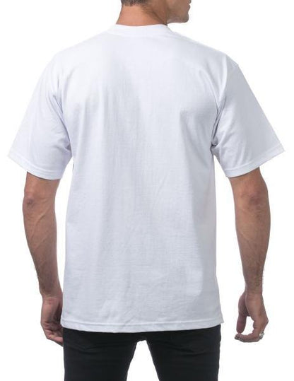 PC-B (Pro Club Men's Heavyweight Cotton Short Sleeve Crew Neck T-Shirt-White) - Otahuhu Shoes