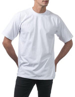 PC-B (Pro Club Men's Heavyweight Cotton Short Sleeve Crew Neck T-Shirt-White) - Otahuhu Shoes