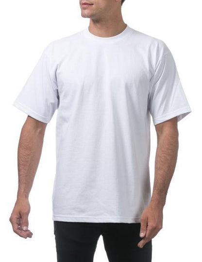 PC-B (Pro Club Men's Heavyweight Cotton Short Sleeve Crew Neck T-Shirt-White) - Otahuhu Shoes