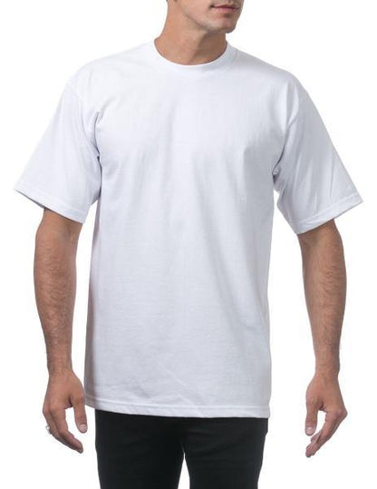 PC-B (Pro Club Men's Heavyweight Cotton Short Sleeve Crew Neck T-Shirt-White) - Otahuhu Shoes