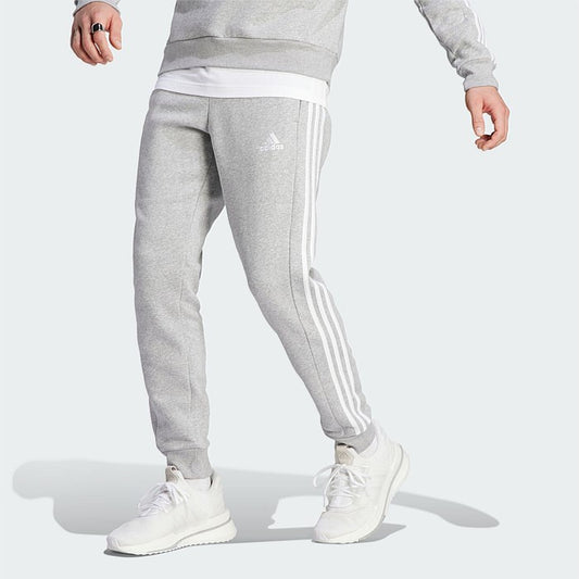 AA-X21 (Adidas essentials fleece 3-stripes tapered cuff pants medium heather grey) 92394605