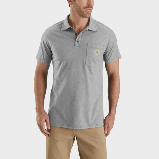 CHA-R3 (Carhartt force cotton delmont pocket polo heather grey) 12293270 CARHARTT