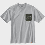 CHA-A4 (Carhartt relaxed fit heavyweight short sleeve camo pocket graphic t-shirt heather grey) 12292875 CARHARTT