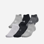 UAA-A11 (Under armour unisex essentials 6pack no show socks black/white/halo gray) 102391739