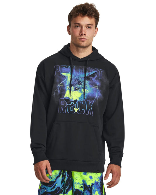 UAA-L11 (Under armour mens project rock heavy weight terry hoodie black/electric purple) 122395652