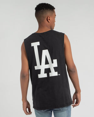 MJA-Q6 (Wash vinny muscle tee dodgers washed black) 122193043 MAJESTIC