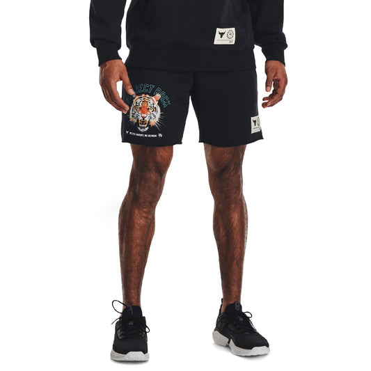 UAA-Y9 (Under armour mens project rock rival solid shorts black/white) 62393043 UNDER ARMOUR