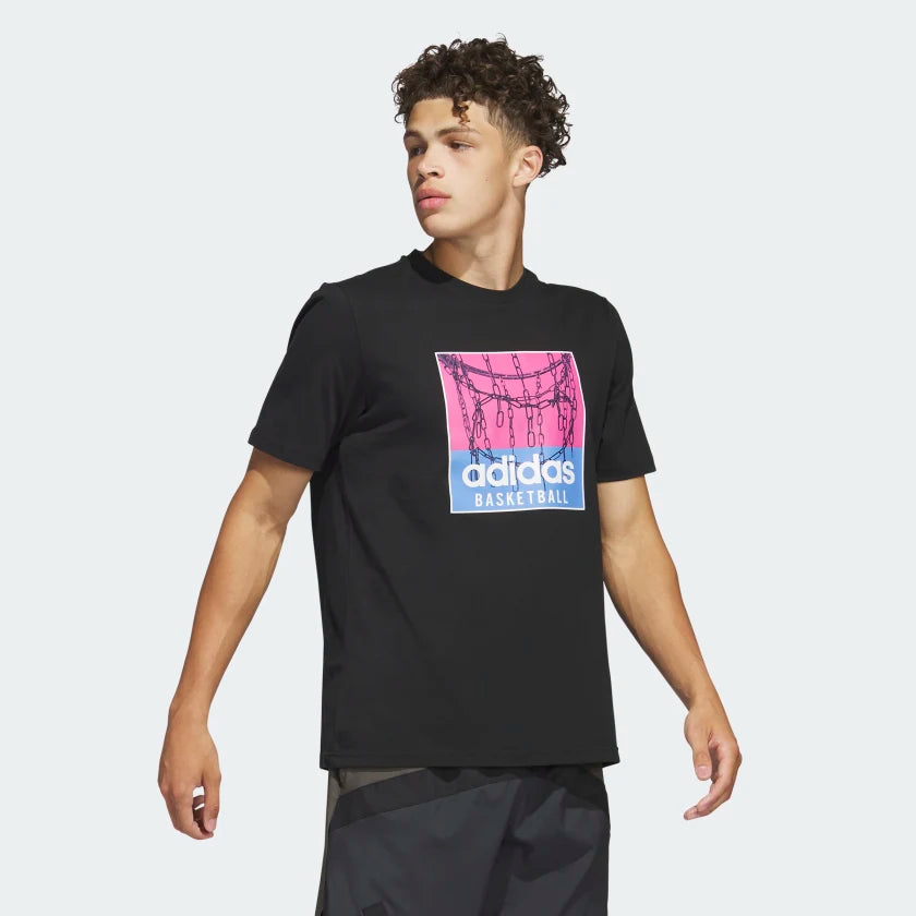 AA-A18 (CHAIN NET BASKETBALL GRAPHIC TEE Black) 12392815 ADIDAS