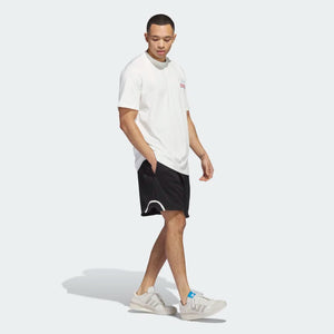 AA-Y19 (Adidas basketball mesh shorts black/silver) 32294350 ADIDAS
