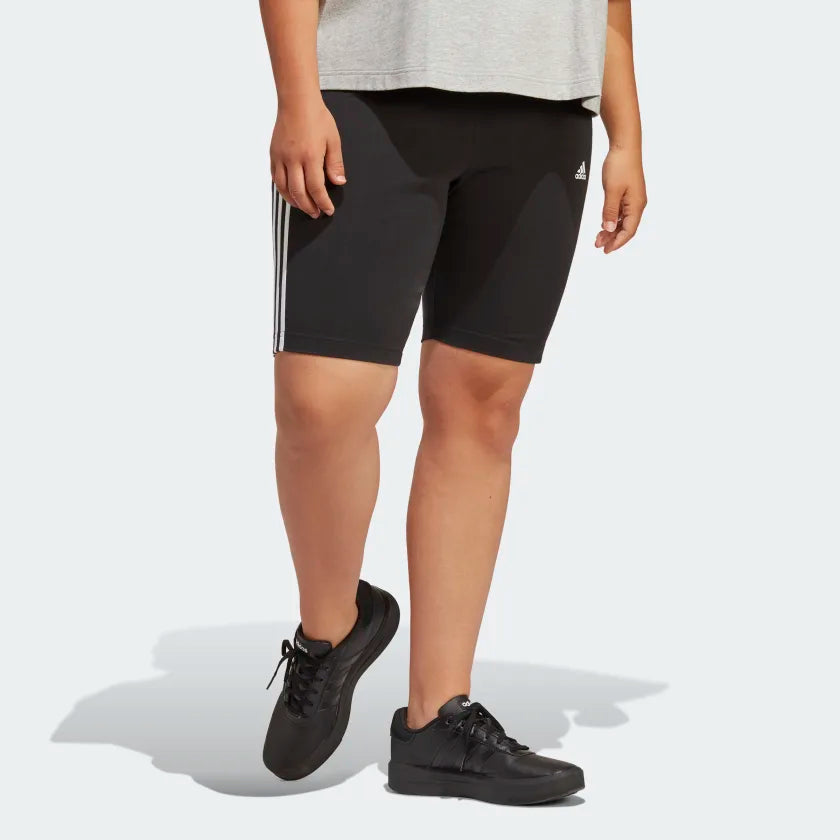 AA-E19 (Adidas women's essentials 3-stripes bike shorts black/white) 32292560 ADIDAS