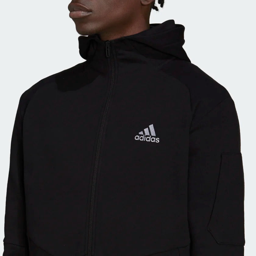 AA-G14 (Adidas essentials 4 game day full zip hoodie black/white) 52295630 ADIDAS