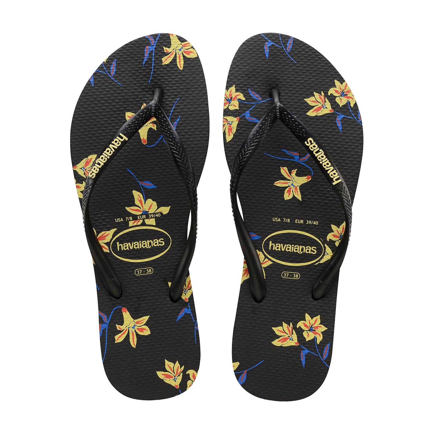 HA-WX5 (SLIM FLORAL AUS 0090 BLK/YELLOW) 81991800 HAVAIANAS