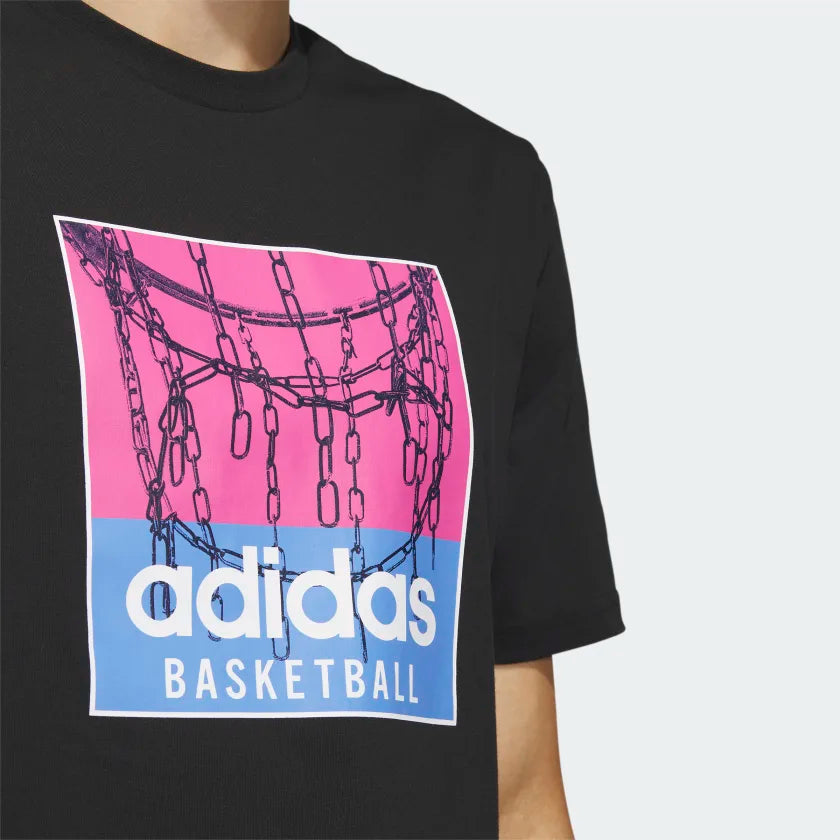 AA-A18 (CHAIN NET BASKETBALL GRAPHIC TEE Black) 12392815 ADIDAS