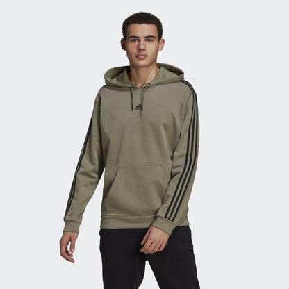 AA-K10 (M essential fleece hoodie 3 stripe legend green/black) 52194605 - Otahuhu Shoes