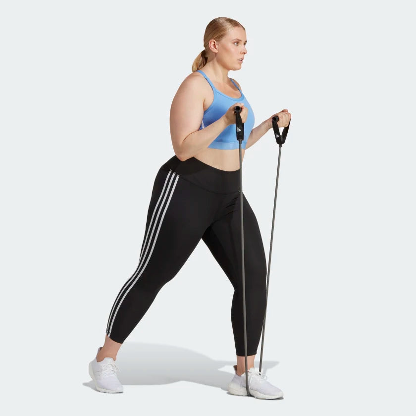 AA-N18 (Adidas train essentials 3-stripe 7/8 length high waisted leggings black/white) 22393585 ADIDAS