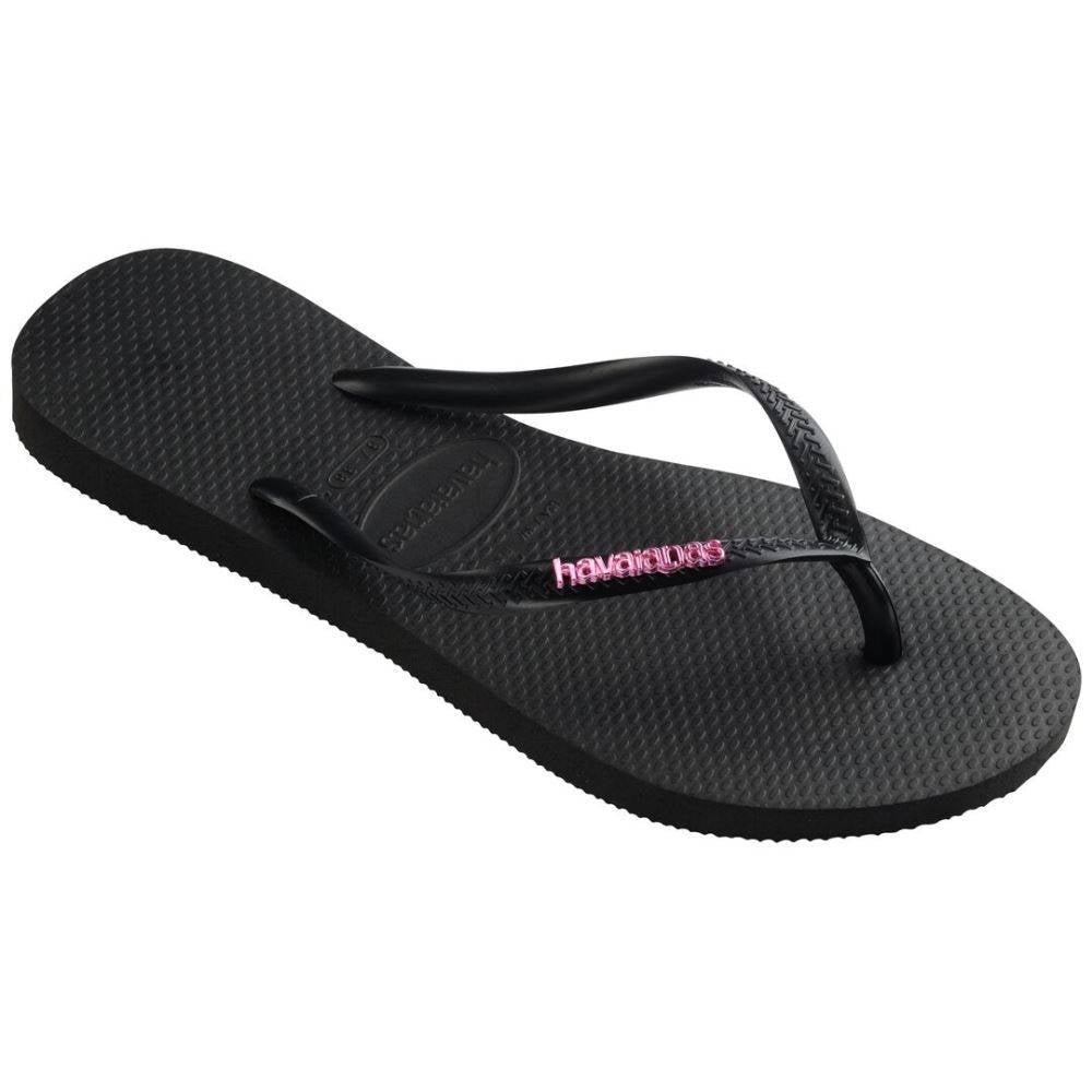 HA-WO6 (Slim logo metallic 1094 black/pink) 52392391 HAVAIANAS