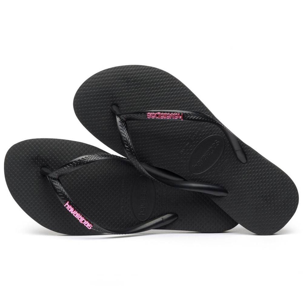 HA-WO6 (Slim logo metallic 1094 black/pink) 52392391 HAVAIANAS