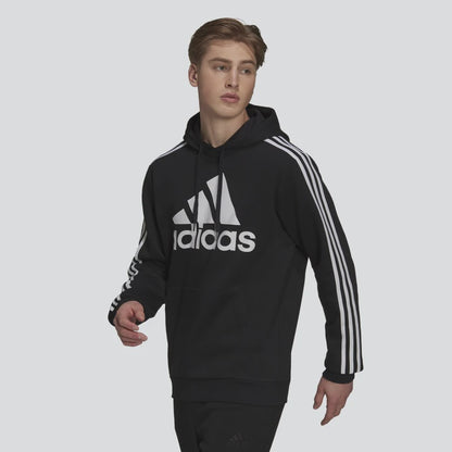 AA-J20 (Adidas big logo essentials fleece 3-stripe fleece hoodie black/white) 42394329 ADIDAS