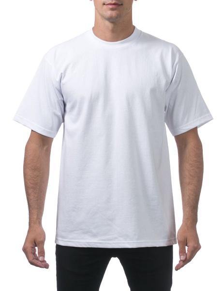 PC-B (Pro Club Men's Heavyweight Cotton Short Sleeve Crew Neck T-Shirt-White) - Otahuhu Shoes