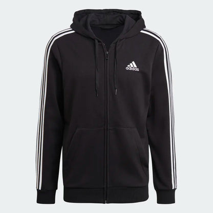 AA-E14 (Adidas essentials french terry 3-stripes full zip hoodie black/white) 52295115 ADIDAS