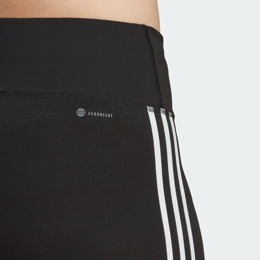 AA-N18 (Adidas train essentials 3-stripe 7/8 length high waisted leggings black/white) 22393585 ADIDAS