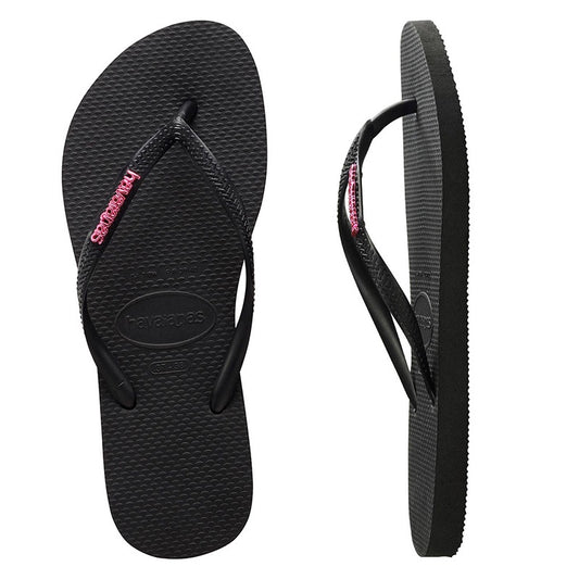 HA-WO6 (Slim logo metallic 1094 black/pink) 52392391 HAVAIANAS