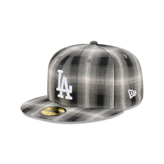 NEC-A48 (New era 5950 full plaid la dodgers fitted hat black/white) 32294190 NEW ERA
