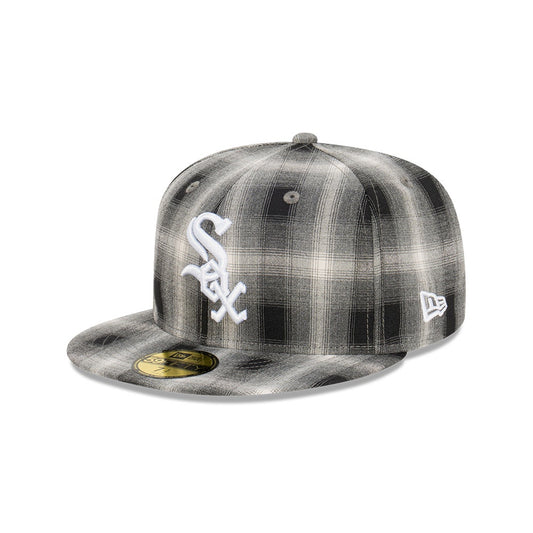 NEC-C48 (New era 5950 full plaid chicago white sox fitted hat black/white) 32294190 NEW ERA