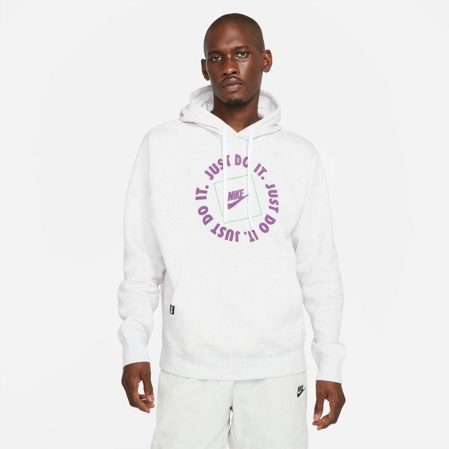 NA-U30 (Mnike sports wear just do it pullover fleece hoodie heather/white) 52194348 - Otahuhu Shoes