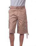 PC- E1 (Pro Club Men's Cotton Twill Cargo Shorts With Belt- Khaki) - Otahuhu Shoes
