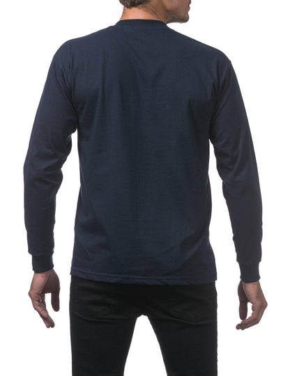 PC-I1 (Pro Club Men's Heavyweight Cotton Long Sleeve Crew Neck T-Shirt-Navy) - Otahuhu Shoes