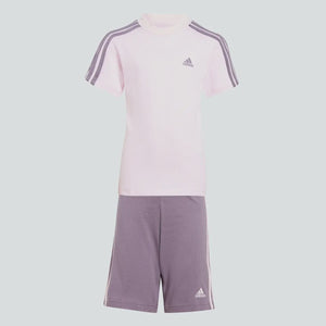 AA-R21 (Adidas essentials 3-stripes tee and shorts set clear pink) 92392815