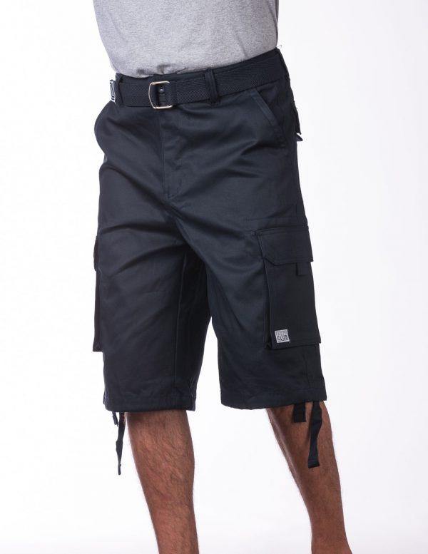 PC- J1 (Pro Club Men's Cotton Twill Cargo Shorts With Belt- Navy) - Otahuhu Shoes