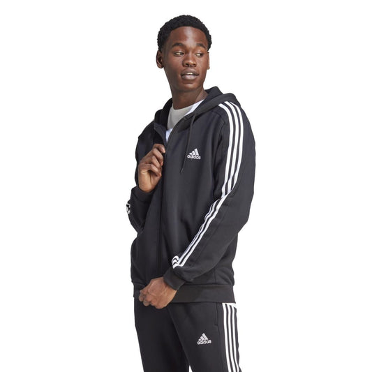 AA-L21 (Adidas essentials 3-stripes full zip hoodie black/white) 82394329 ADIDAS