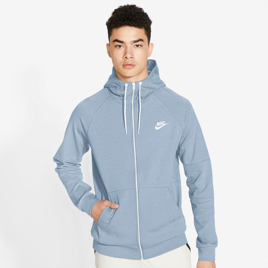 NA-C31 (M nike sports wear modoern hoodie fleece full-zip lt armory blue/light silver/white) 52195115 - Otahuhu Shoes