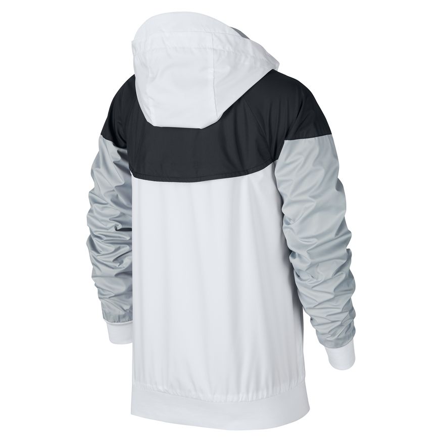 NA-J38 (Boys nike sportswear wind runner hooded jacket white/black/wolf grey) 72294348 NIKE