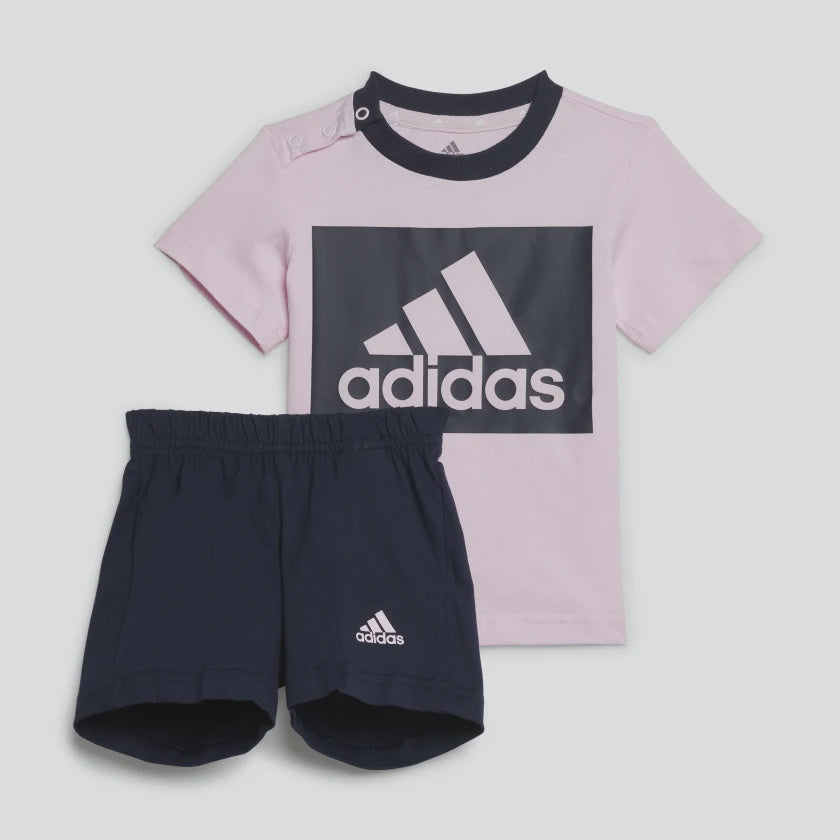 AA-R16 (Adidas essentials tee and shorts set clear pink/legend ink) 112292305 ADIDAS