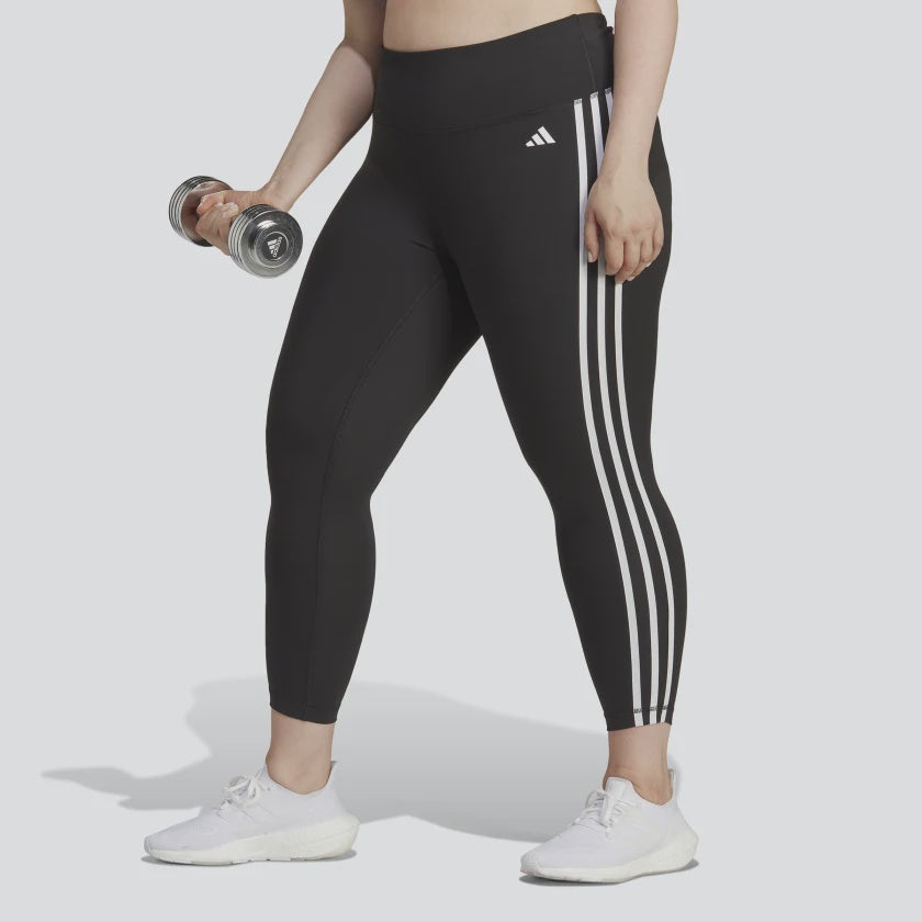 AA-N18 (Adidas train essentials 3-stripe 7/8 length high waisted leggings black/white) 22393585 ADIDAS