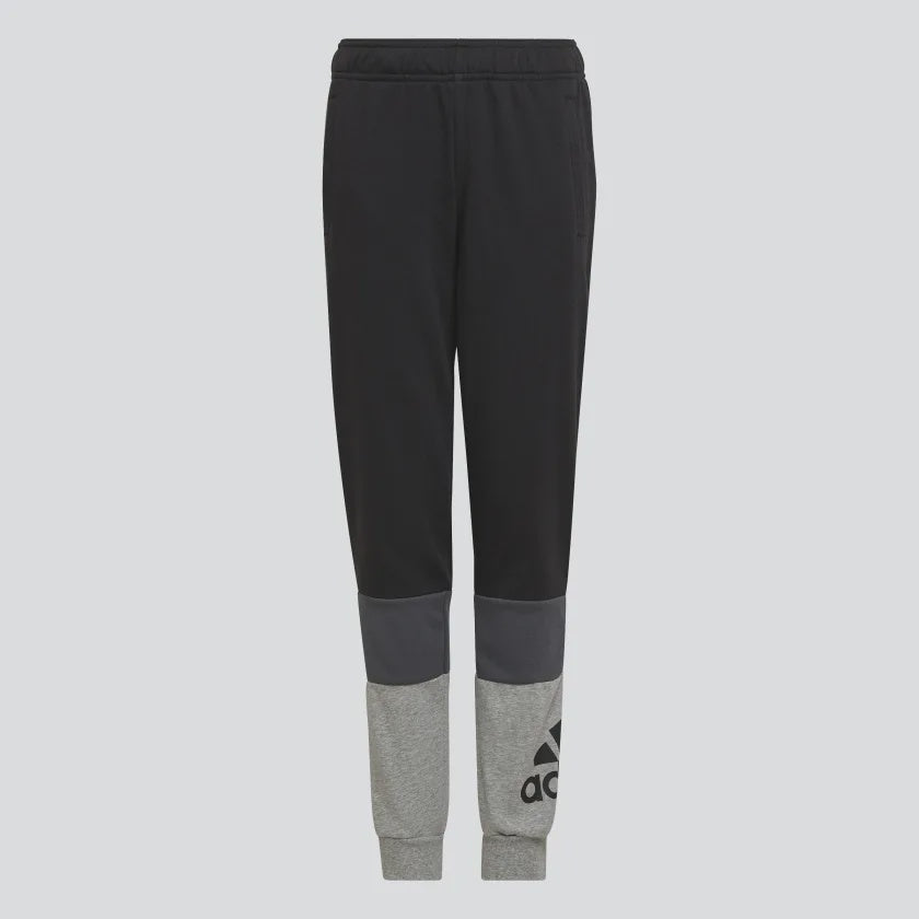 AA-U14 (Adidas youth colourblock joggers black/medium heather grey) 72292815 ADIDAS