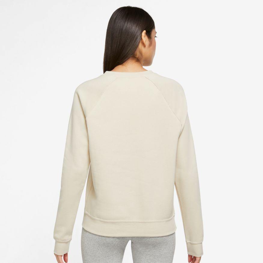 NA-B32 (Womens nike sportswear essential fleece crew rattan/white) 72194348 - Otahuhu Shoes