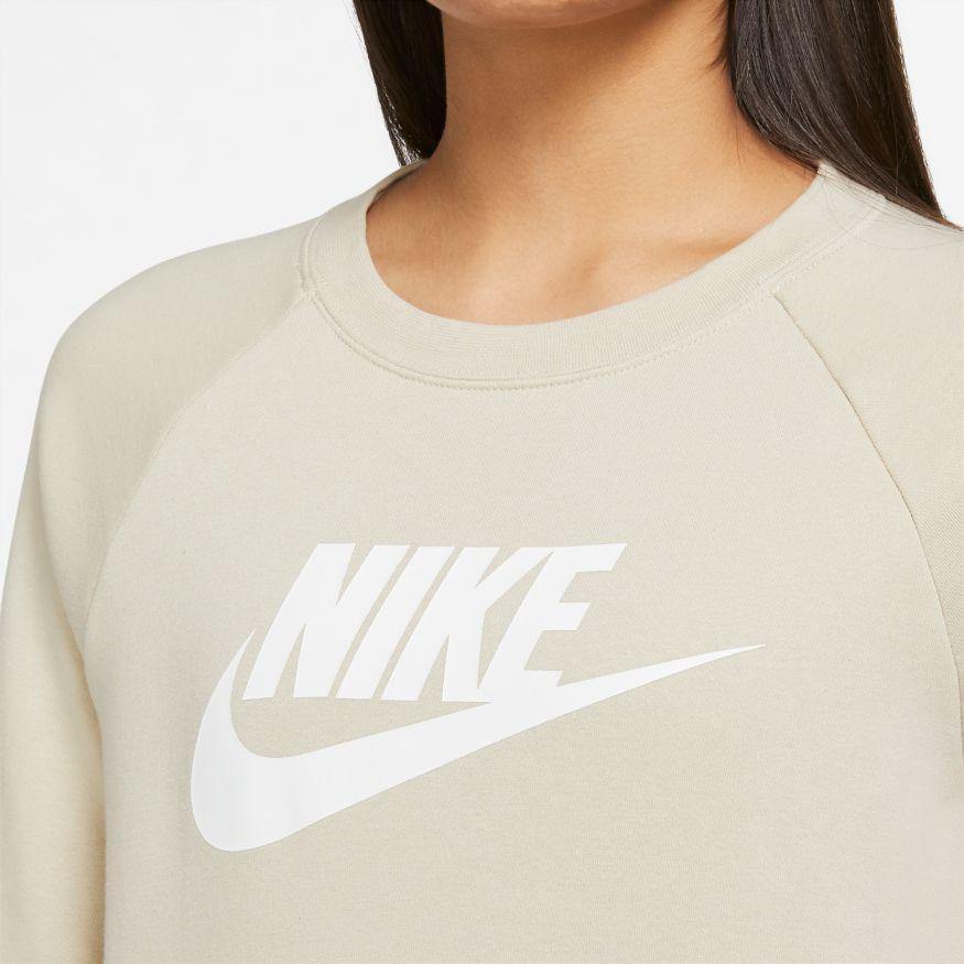 NA-B32 (Womens nike sportswear essential fleece crew rattan/white) 72194348 - Otahuhu Shoes