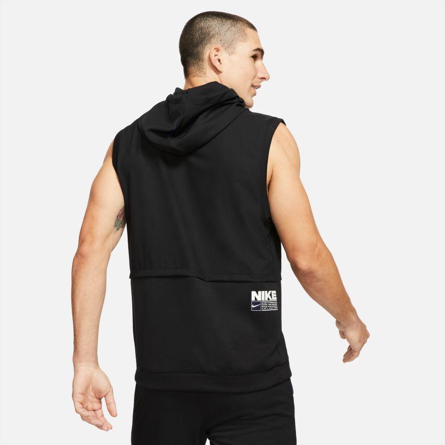NA-O31 (M nike dry fit sleeveless graphic training hoodie black/white) 72194348 - Otahuhu Shoes