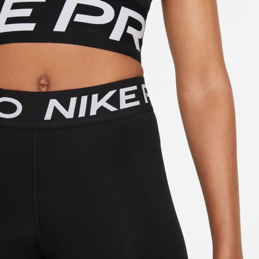 NA-L35 (Womens nike pro 365 short 8 inch tights black/white) 22292558 NIKE