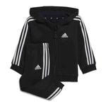 AA-J19 (Adidas infant 3 stripe full zip fleece jogger set black/white) 32293585 ADIDAS